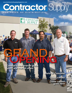 From left to right, Constar co-owner Bill Morse, Bakersfield store outside sales manager Matt Tiede, Bakersfield store inside manager Mike Capanas and co-owner Mark Kruser enjoy their open house’s day in the sun while their customers enjoy great barbeque.