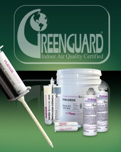 ITW Plexus’ line of 24 industrial and surfacing adhesives have been certified by the Greenguard Environmental Institute (GEI) as low-emissions products suitable for indoor environments.