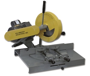 The Kalamazoo Industries model KM10HS 10-inch high-speed miter saw is optimized for cutting aluminum, brass, plastic and other relatively soft, non-ferrous materials. 