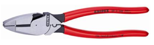 The KNIPEX  Lineman’s Pliers with Crimper and Fish Tape Puller is three powerful tools in one.