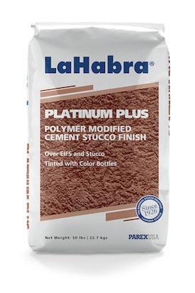 Parex USA, Inc., announces six new products to its façade division: Platinum Plus from LaHabra, Parex USA Metallic Coating, Parex USA WeatherFill, Parex USA WeatherBlock SP1 Spray & Roll-On and Parex USA WeatherSeal SB. 