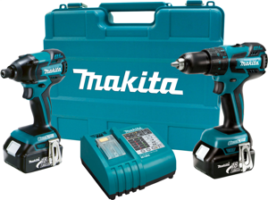 The Makita LXT239 combo kit includes both the LXDT08 cordless impact driver and the LXPH05 1/2-inch hammer drill driver in one set. 
