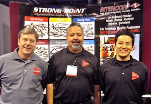 Intercorp/Strong-Point associates (L-R) Law Winchester, Juan Cortez and Thomas Abe take a quick photo break in the Strong-Point booth. This was Intercorp’s first year at the Builders Show and, based on the public reception of its fastening products, “We’re definitely going to do this again next year!” 