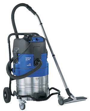 The Nilfisk ALTO Attix 19 has a two-stage turbine design, XtremeClean automatic filter cleaning, a whisper quiet 57-db noise level, an optional HEPA filter and electric tool start for use with power tools.