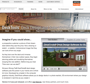 Simpson DeckTools software provides users the ability to design custom decks in a photo-realistic, 3D environment where designs are rendered in real time. 