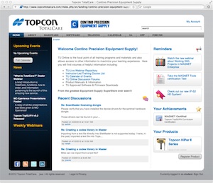 The Topcon TotalCare Web portal has been developed as a complete source and training solution for both Topcon dealers and end-users of positioning technologies, and features both online resources and human assistance.