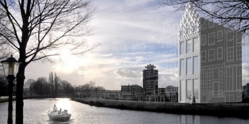 A team of ambitious architects are using 3D printing to build an entire house, shown in this artist's impression. Dus Architects's futuristic building is described as an exhibition, research and a building site for 3D printing architecture, which connects the science, construction and design communities.