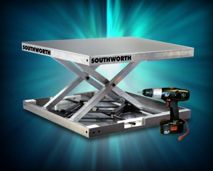 Southworth’s portable Lift-Tool is an economical alternative to variable-height workbenches.