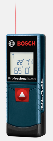 The Bosch BLAZE GLM 20 represents the latest addition to the company’s laser measure offering, boasting features that include an advanced backlit screen, measurement of up to 65 feet and accuracy within +/- 1/8 inch. 