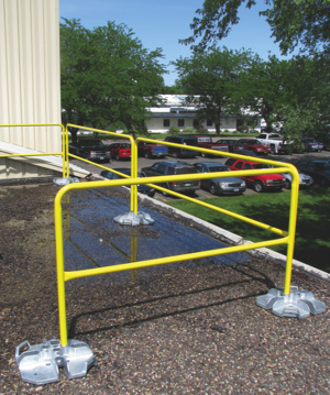 Capital Safety's Portable Guardrail System can be erected in minutes and requires no permanent or penetrating surface attachments.