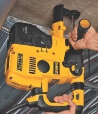 The DEWALT D25323K heavy-duty 1-inch SDS rotary hammer features SHOCKS-Active Vibration Control.