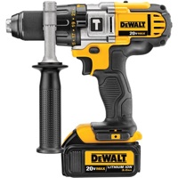 DeWalt's new 20 Volt MAX Lithium Ion premium hammerdrill (DCD985L2, shown here) and premium drill/driver (DCD980L2) both feature three-speed (0-600, 0-1,250, and 0-2,000 rpm) all-metal transmissions, ½-inch metal ratcheting chucks and all-metal gear housings for rugged durability on the job.