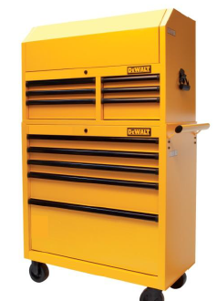 A new DeWalt rolling metal tool storage system consists of four models that measure 36 or 52 inches wide. 