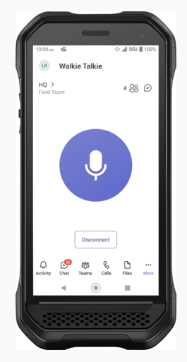 Kyocera integrates Walkie Talkie application in Microsoft Teams on ultra-rugged 5G Android smartphones Kyocera’s DuraForce Ultra 5G and DuraSport 5G on the Verizon 5G network. Both devices feature a dedicated Push-to-Talk (PTT) button easily programmed for seamless, instant voice communication using the Walkie Talkie app in Teams, which is free to users with an active Microsoft 365 subscription. (Photo: Business Wire)
