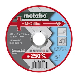Users can carry out 250 percent more cuts during the same time frame or remove 250 percent more material with an M-Calibur cutting and grinding wheel than with a standard market cutting wheel – and the wheel has a 250 percent longer service life.