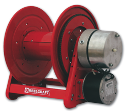 Reelcraft's 30000 Series reels manage long lengths of cable and live power cord. 